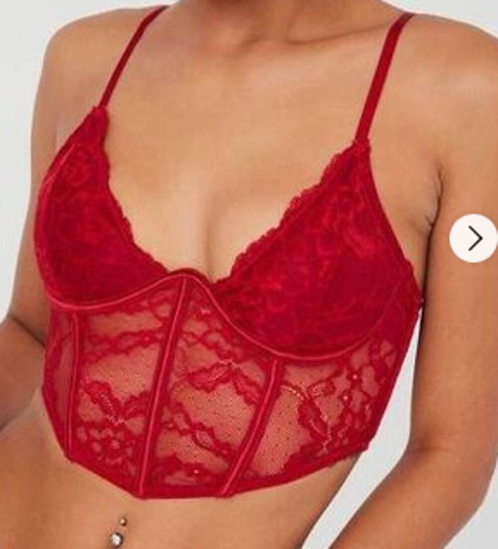 Garage Red Lace Valentina Bustier Bra sz L